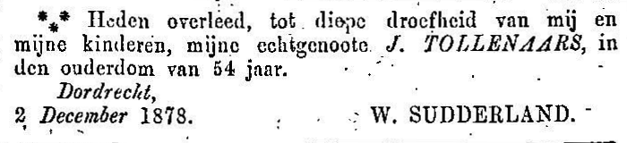 18781202 Adv ovl Josine Tollenaars ev W Sodderland